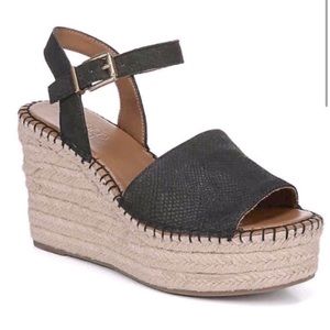 Franco Sarto | Takara Espadrille Platform Wedge Heel Sandal, Black + Tan, 10